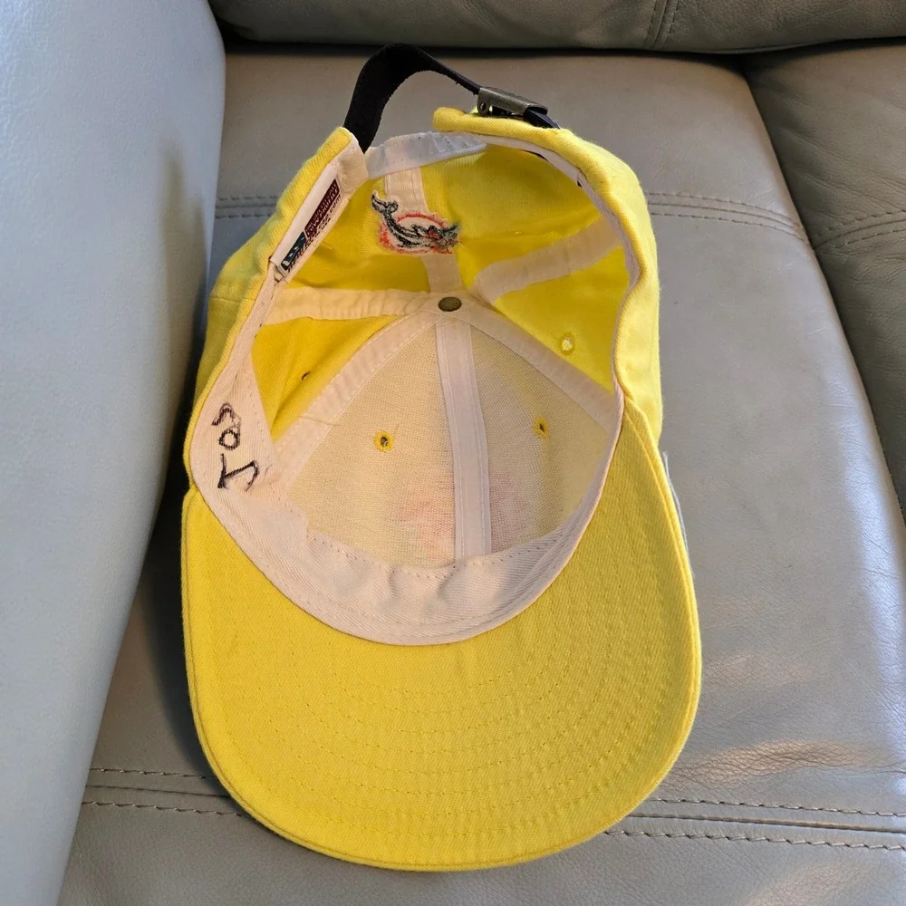 Vintage Miami Dolphins New Era Hat Yellow Low Profile Made in USA Adjustable Cap - Picture 3 of 7
